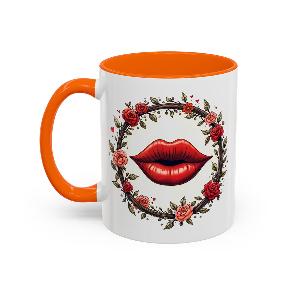 Printify Mug 11oz / Orange Mug - Kiss Me - Love & Romance QR Code Quote Video