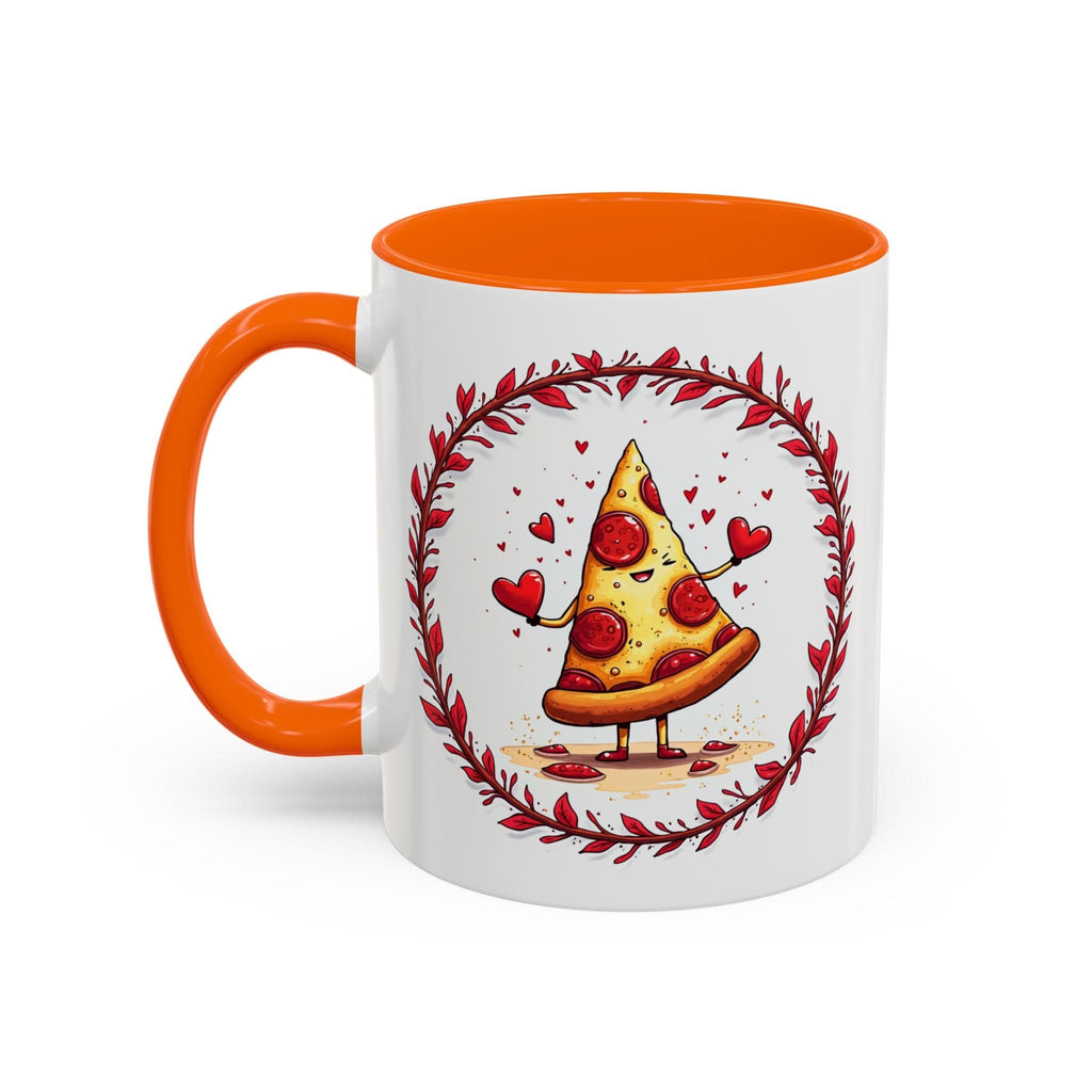 Printify Mug 11oz / Orange Mug - Love at First Bite - Love & Fun Mug with QR Code Quote Video