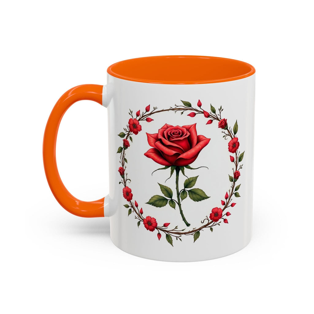 Printify Mug 11oz / Orange Mug - Petal Passion - Love & Romance QR Code Quote Video