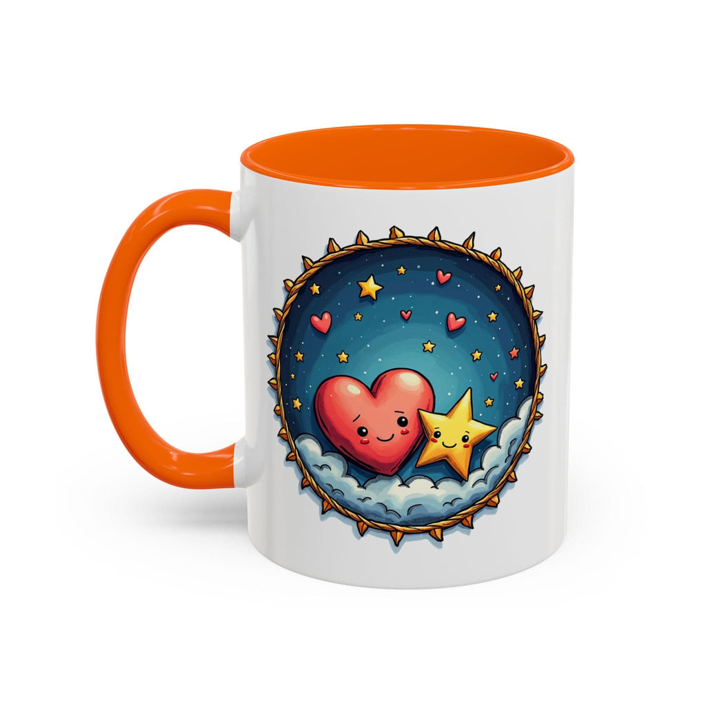 Printify Mug 11oz / Orange Mug - Sparks of Love - Love & Fun Mug with QR Code Quote Video