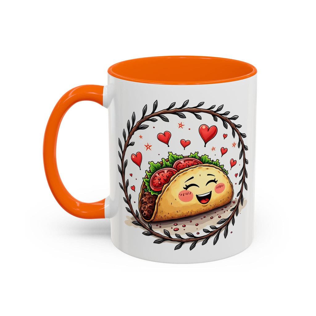 Printify Mug 11oz / Orange Mug - Taco 'Bout Love - Love & Fun Mug with QR Code Quote Video