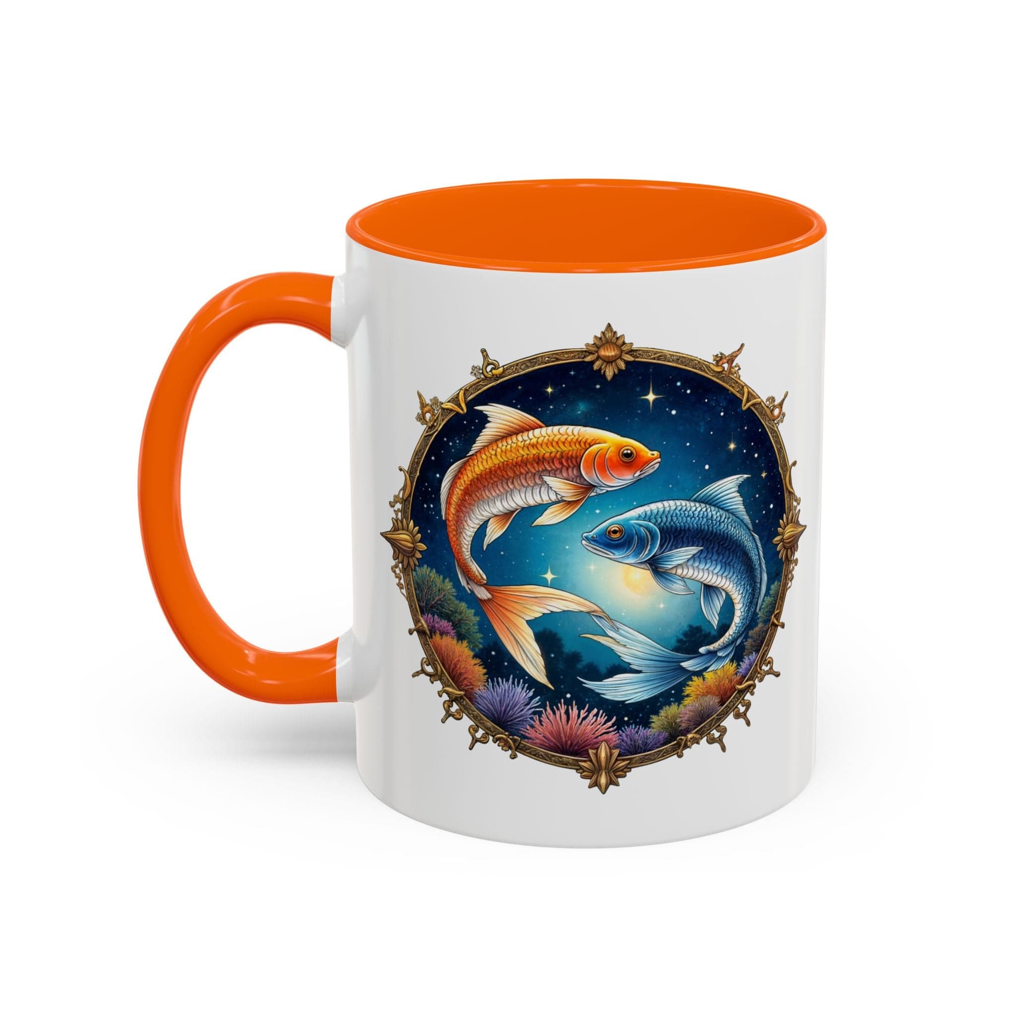 Printify Mug 11oz / Orange Pisces Zodiac Coffee Mug with Inspirational Quote and Smart QR Code Dreamy Astrology Gift Custom Horoscope Mug for Pisces Fans