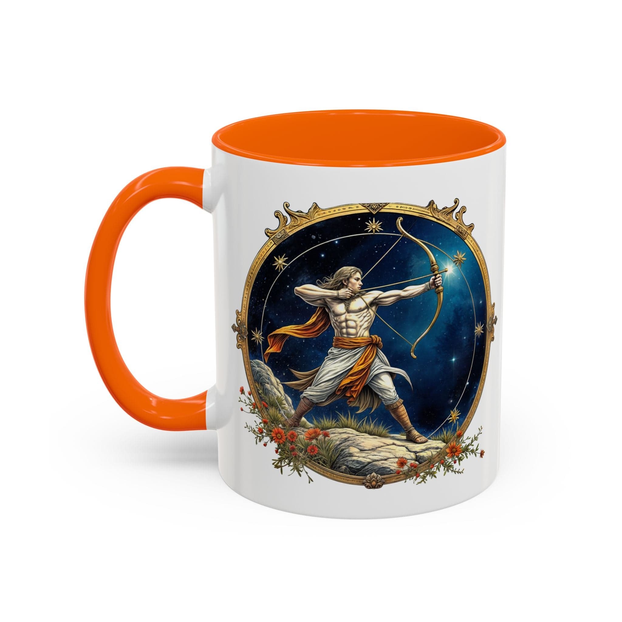 Printify Mug 11oz / Orange Sagittarius Zodiac Coffee Mug with Inspirational Quote and Smart QR Code Adventurous Astrology Gift Horoscope Mug for Sagittarius Fans