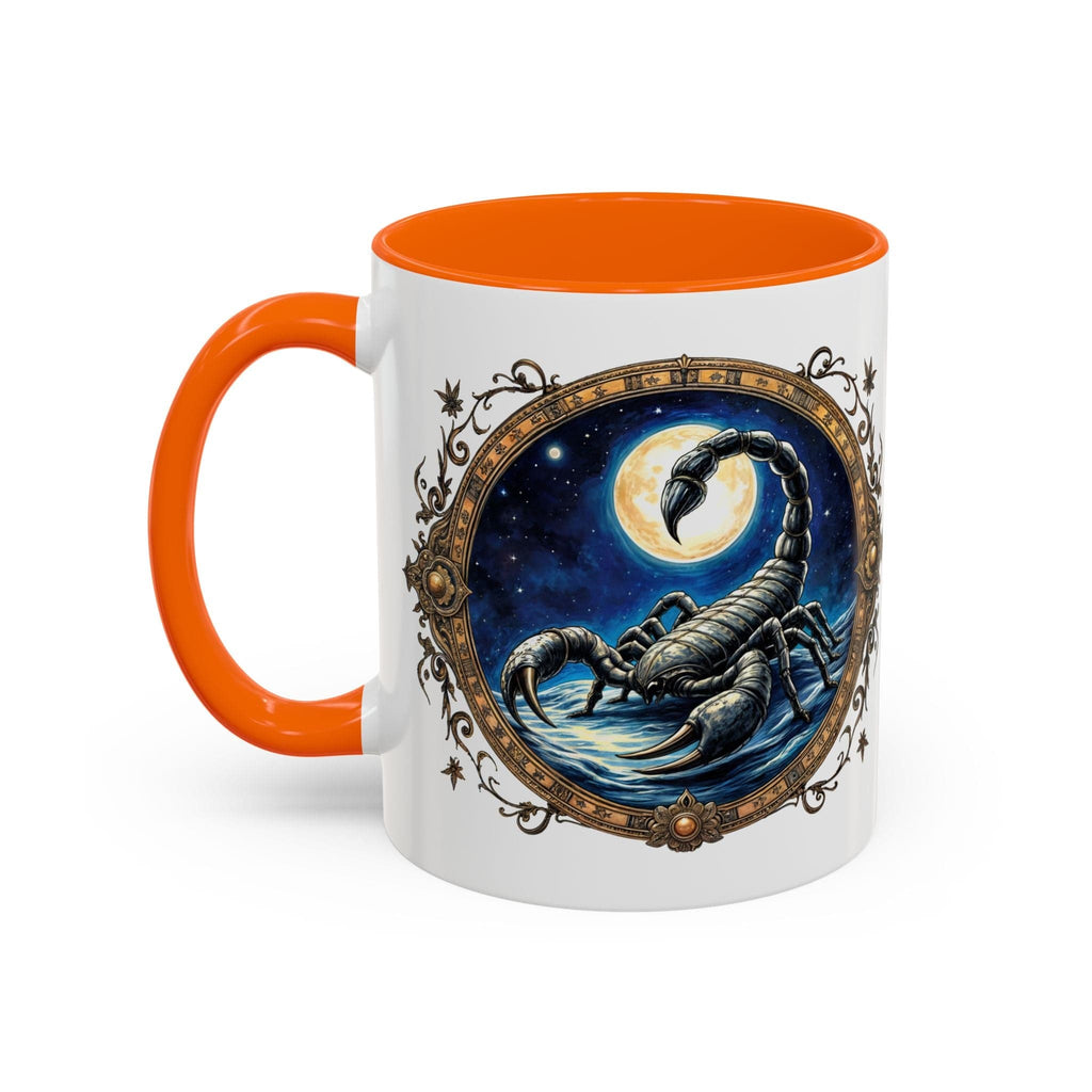 Printify Mug 11oz / Orange Scorpio Zodiac Coffee Mug with Inspirational Quote and Smart QR Code Mysterious Astrology Gift Unique Horoscope Mug for Scorpio Lovers