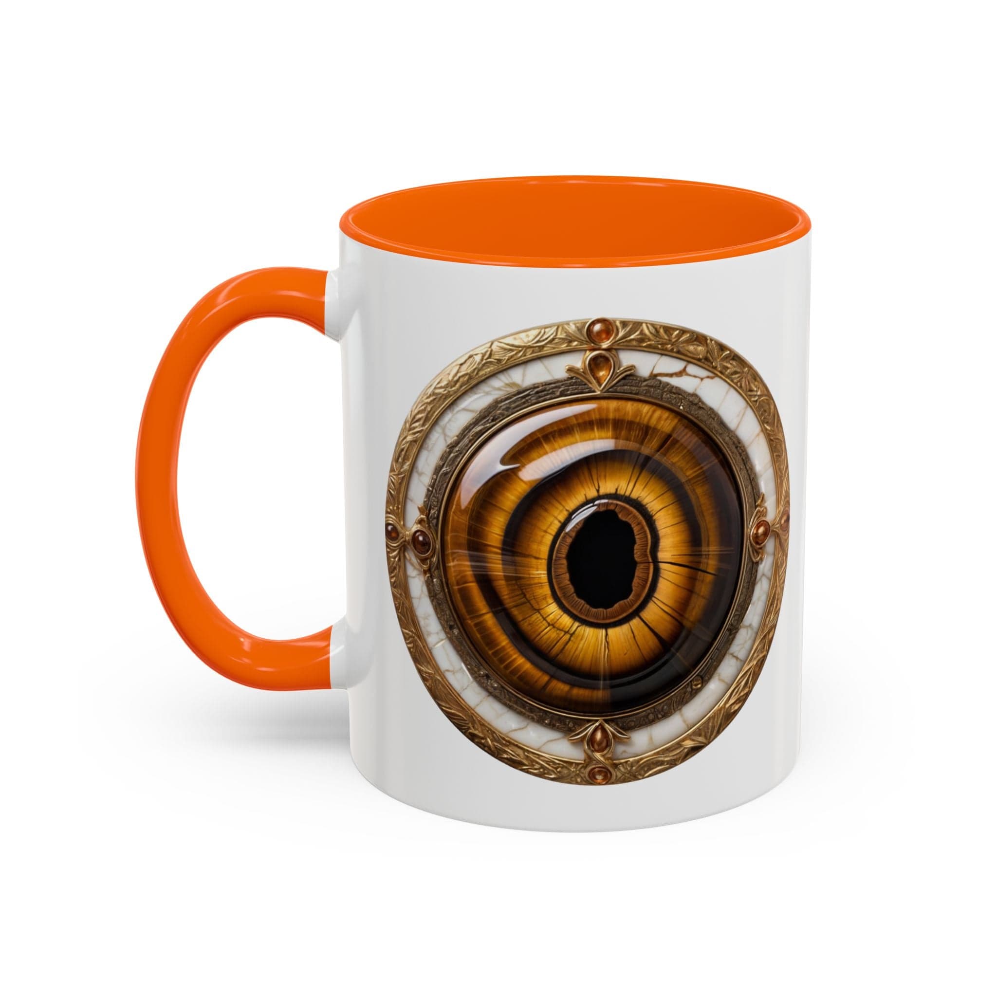 Printify Mug 11oz / Orange Tigers Eye Crystal Coffee Mug with Empowering Quote and QR Code Great Gemstone Gift for Adventurers and Goal Setter Lovers