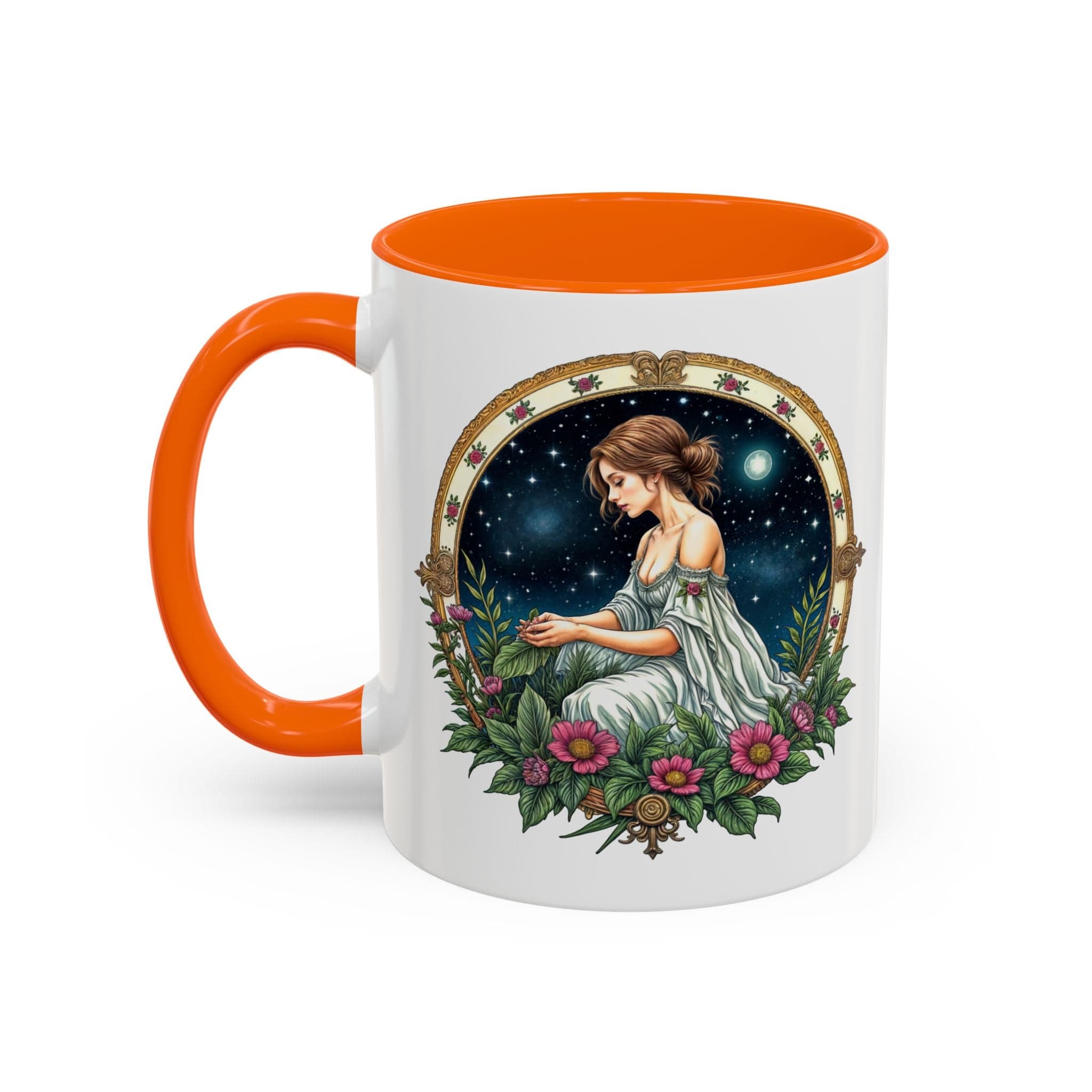 Printify Mug 11oz / Orange Virgo Zodiac Coffee Mug with Inspirational Quote and Smart QR Code Elegant Astrology Gift Unique Horoscope Mug for Virgo Lovers