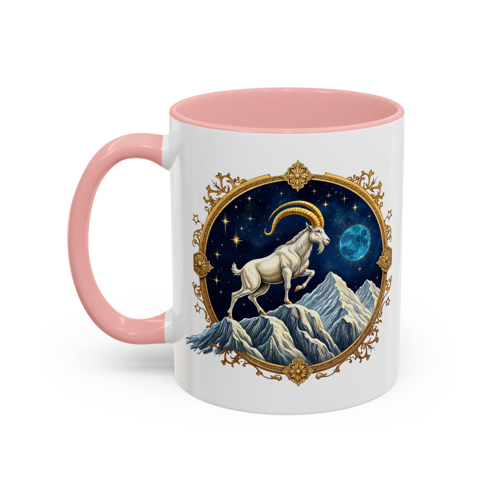 Printify Mug 11oz / Pink Capricorn Zodiac Coffee Mug with Inspirational Quote and Smart QR Code Perfect Astrology Gift Unique Capricorn Horoscope Mug for Enthusiasts