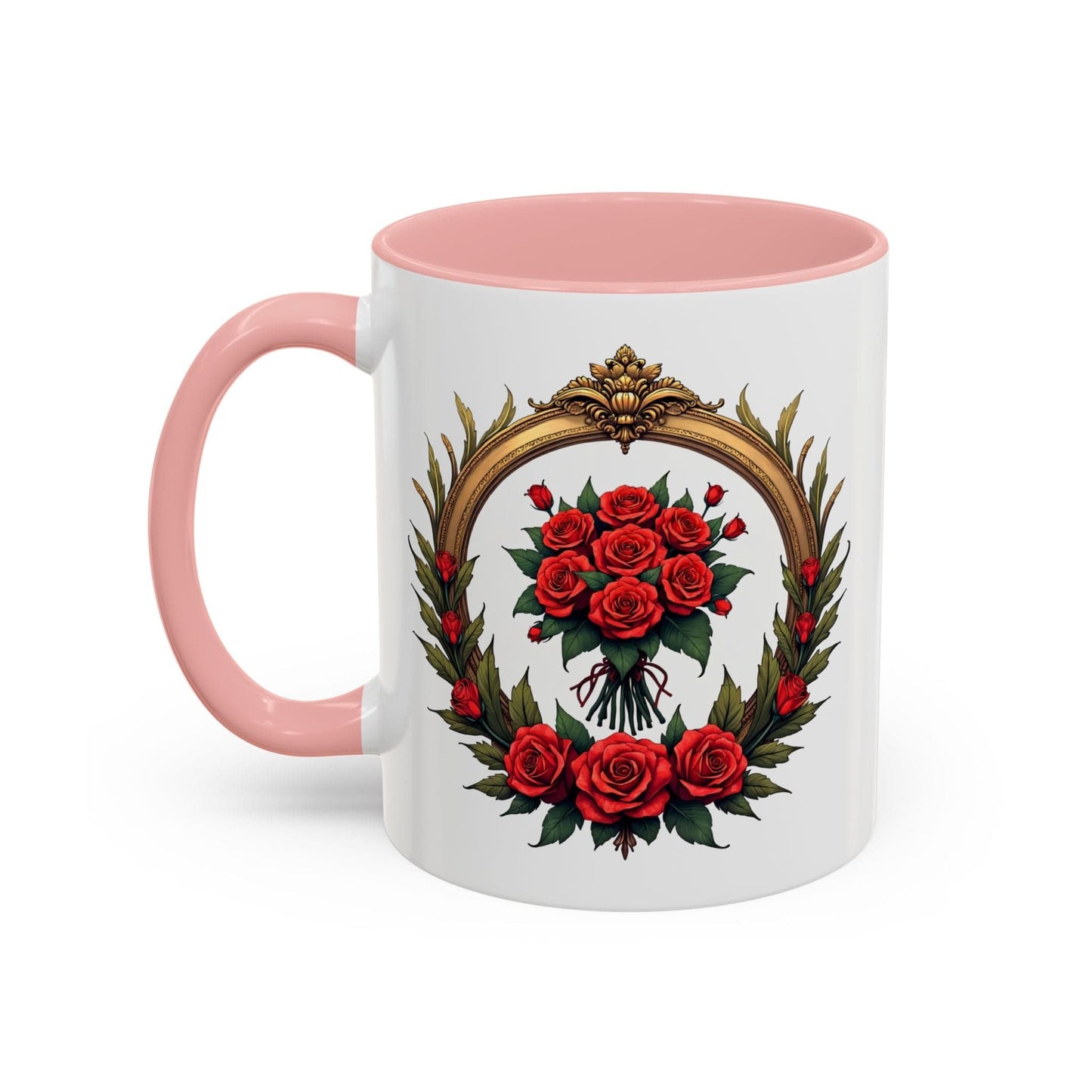 Printify Mug 11oz / Pink Floral Fantasy Mug Bright and Cheerful Gift for Loved Ones Romantic Present Celebrate Lovers Beautiful Moments QR Quote Video Keepsake