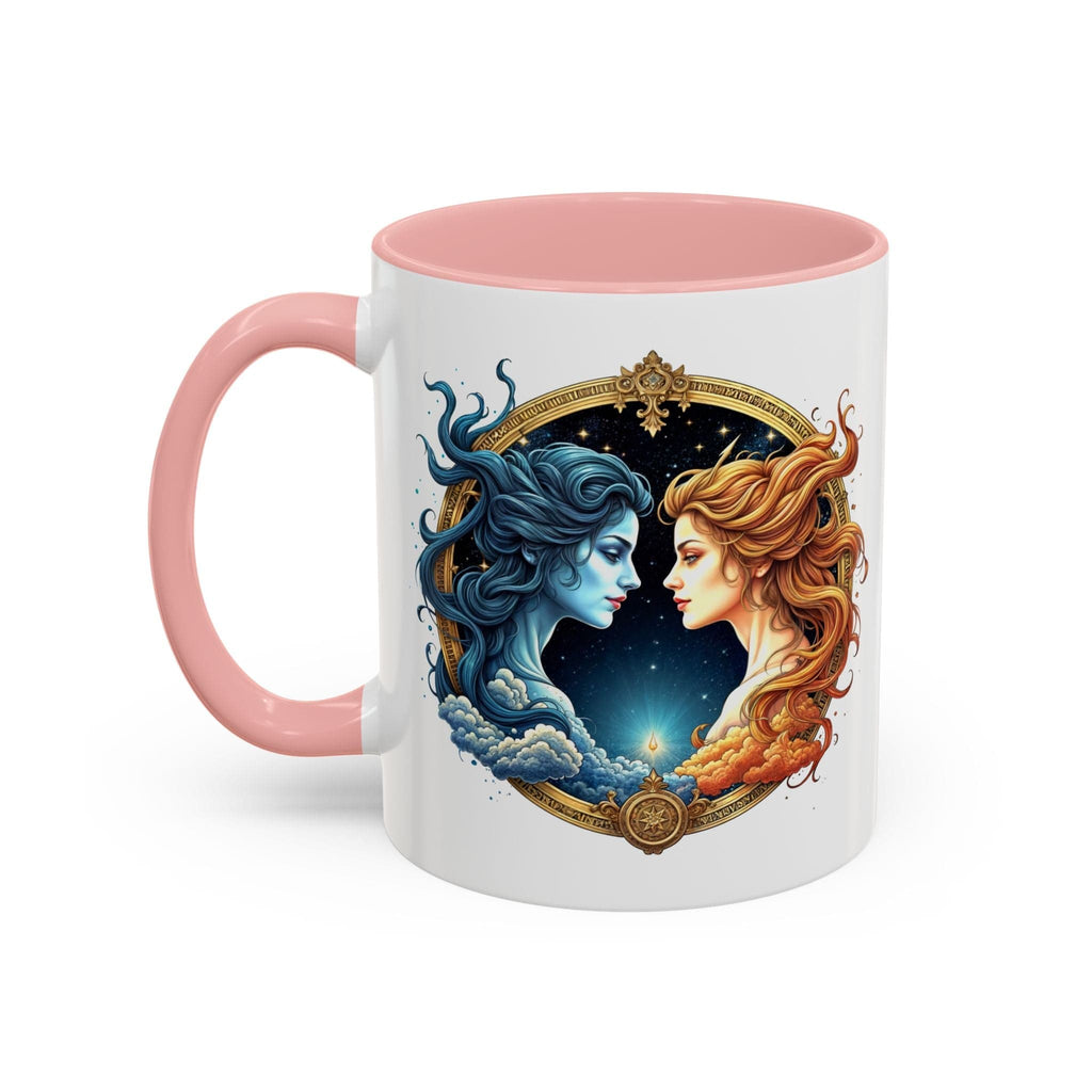 Printify Mug 11oz / Pink Gemini Zodiac Coffee Mug with Inspirational Quote and Smart QR Code Fun Astrology Gift Unique Horoscope Mug for Gemini Lovers