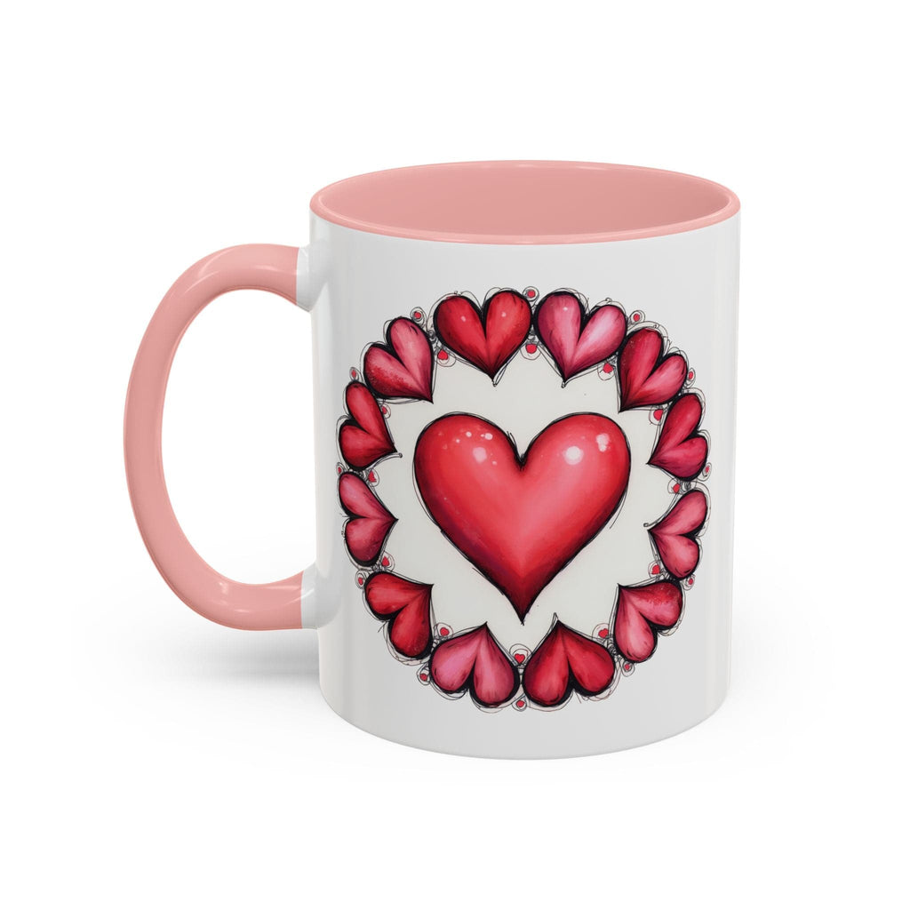 Printify Mug 11oz / Pink Hearts Desire Mug Cherished Friend Lover Gift for Loved Ones Perfect Present for Romantic Relationship Moments QR Quote Video Keepsake
