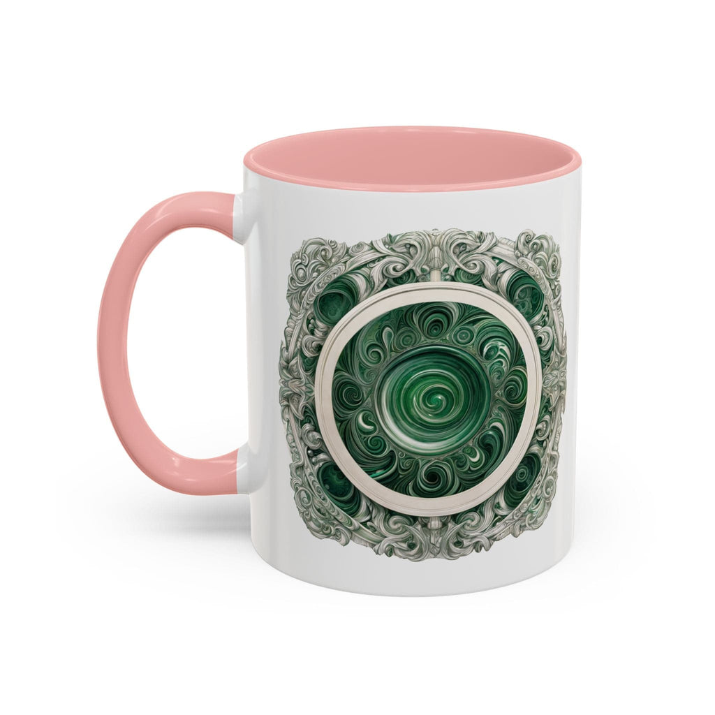 Printify Mug 11oz / Pink Malachite Crystal Coffee Mug with Inspirational Quote and QR Code Beautiful Gemstone Gift for Green Thumbs and Spiritual Lovers