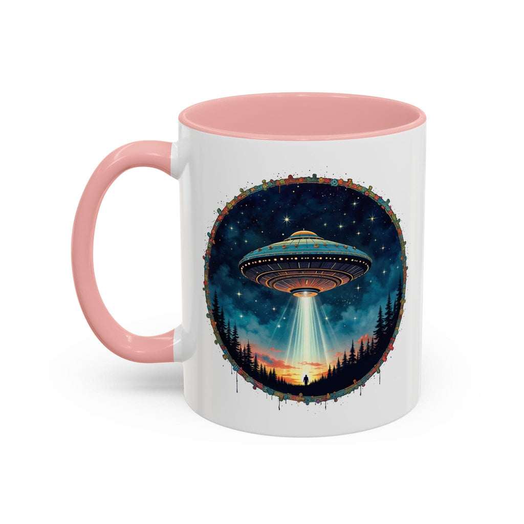 Printify Mug 11oz / Pink Mug - Aliens Are Here - UFO & Cosmic QR Code Quote Video