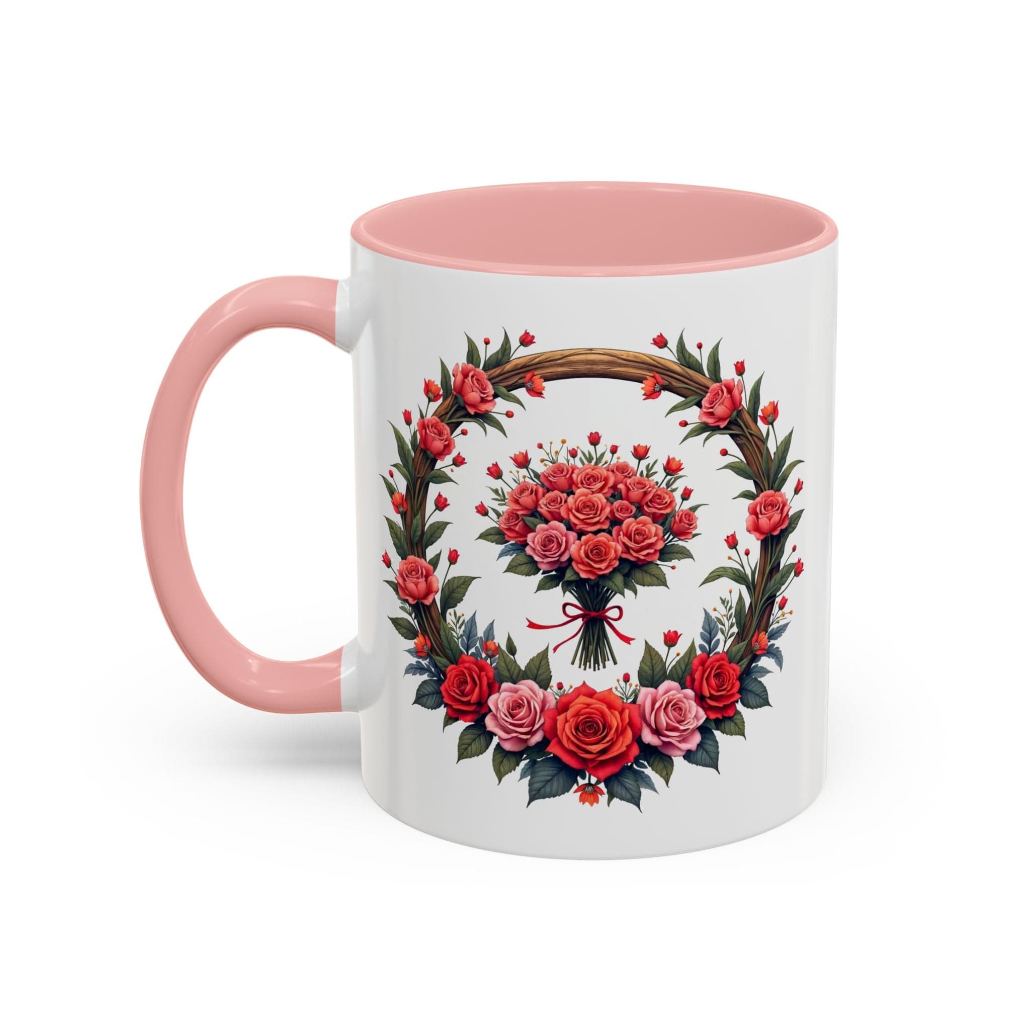 Printify Mug 11oz / Pink Mug - Blooming Love - Love & Romance QR Code Quote Video