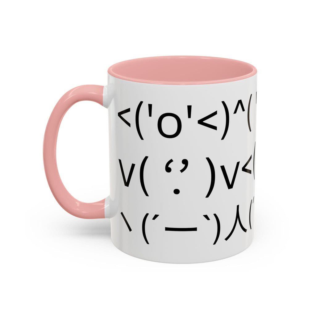 Printify Mug 11oz / Pink Mug - ^( '-' )^ Emoticon - Hidden Message