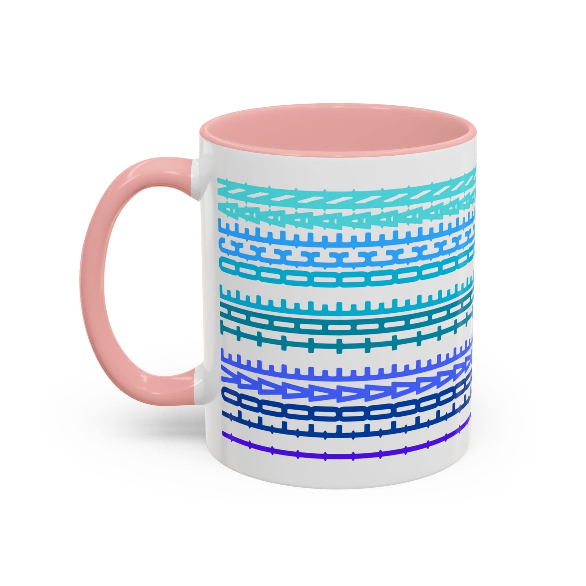 Printify Mug 11oz / Pink Mug - I Love The Ocean - Hidden Message