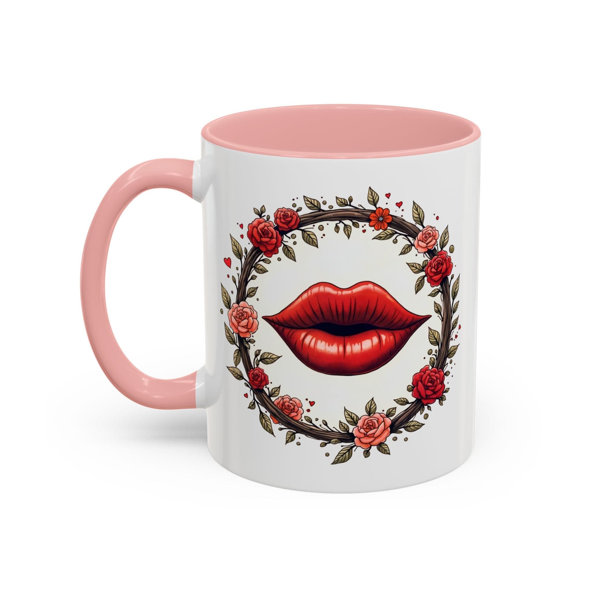Printify Mug 11oz / Pink Mug - Kiss Me - Love & Romance QR Code Quote Video