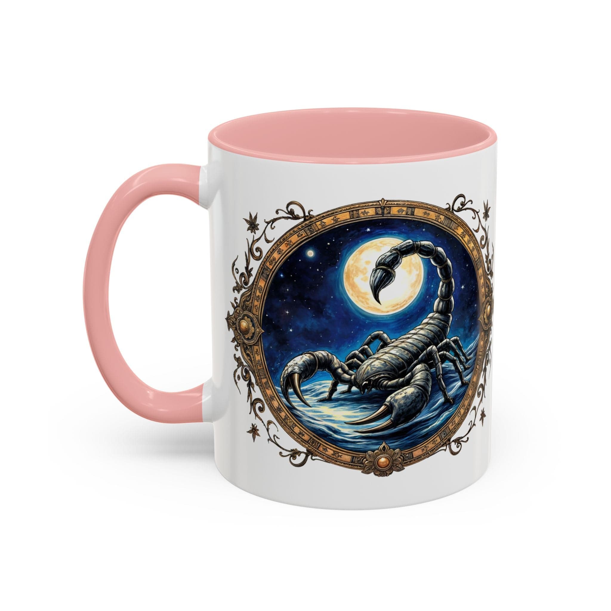 Printify Mug 11oz / Pink Scorpio Zodiac Coffee Mug with Inspirational Quote and Smart QR Code Mysterious Astrology Gift Unique Horoscope Mug for Scorpio Lovers