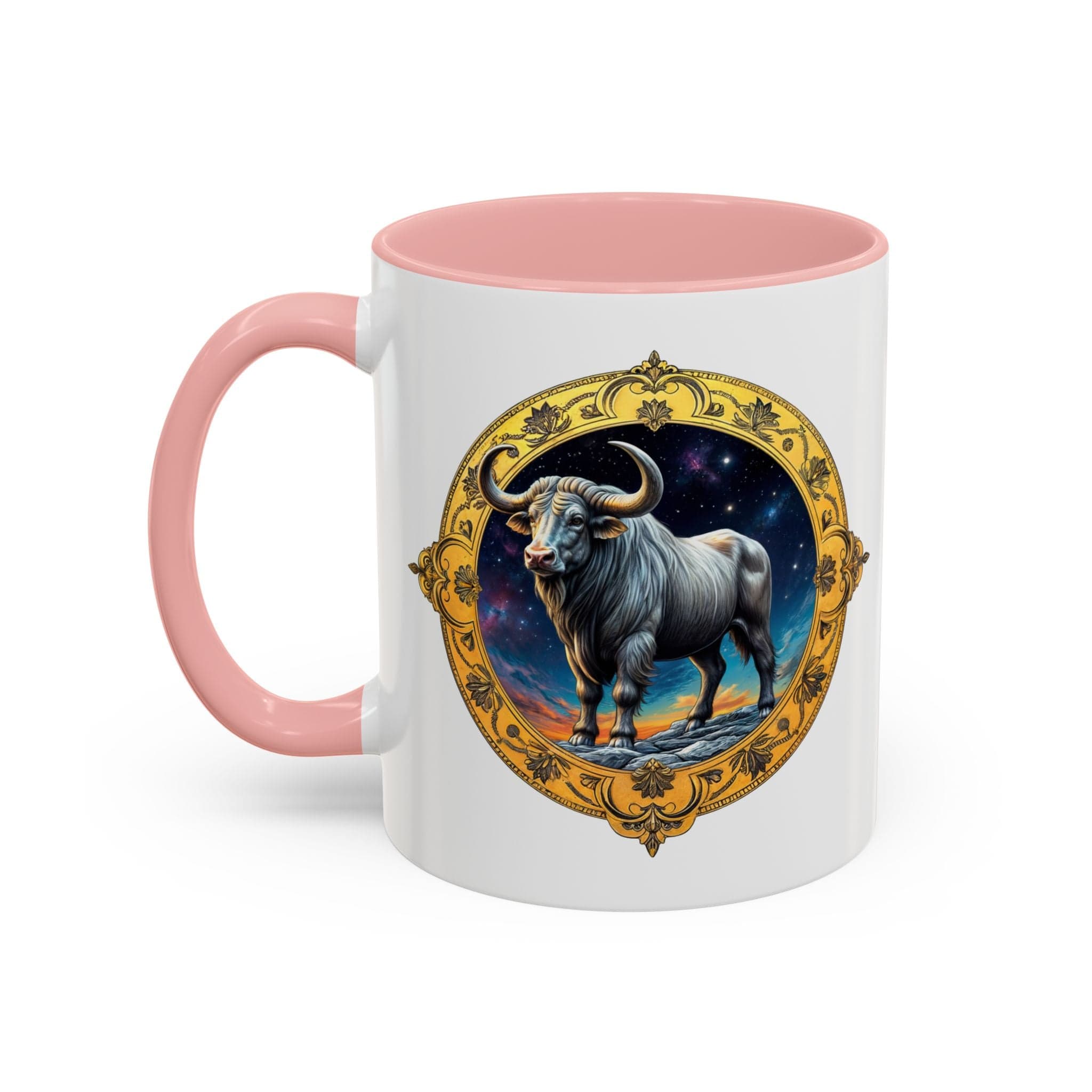 Printify Mug 11oz / Pink Taurus Zodiac Coffee Mug with Inspirational Quote and Smart QR Code Charming Astrology Gift Custom Horoscope Mug for Taurus Fans