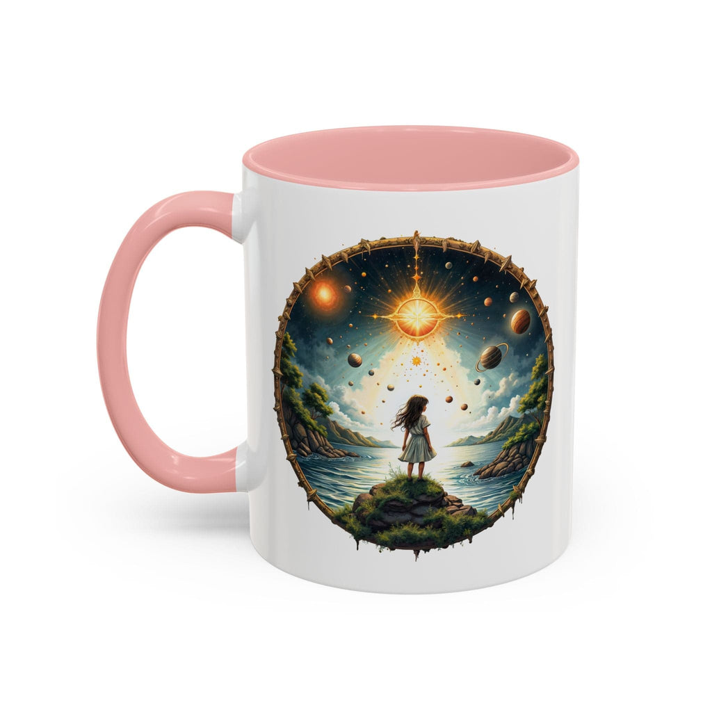 Printify Mug 11oz / Pink UFO Coffee Mug with Exploring the Final Frontier Quote - Space Enthusiasts Who Enjoy Unique Gifts Hilarious Space Puns QR Code Quote Video