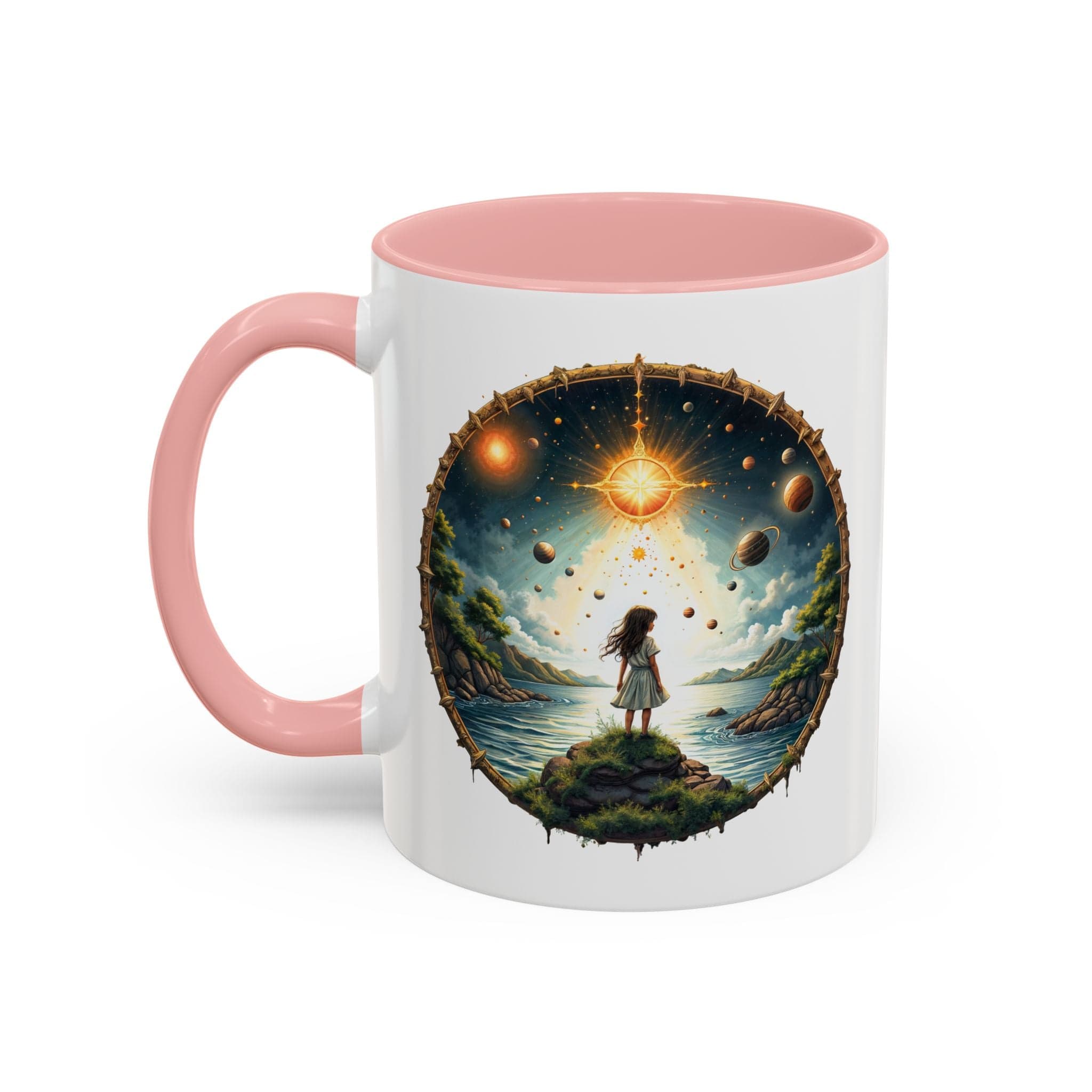 Printify Mug 11oz / Pink UFO Coffee Mug with Exploring the Final Frontier Quote - Space Enthusiasts Who Enjoy Unique Gifts Hilarious Space Puns QR Code Quote Video