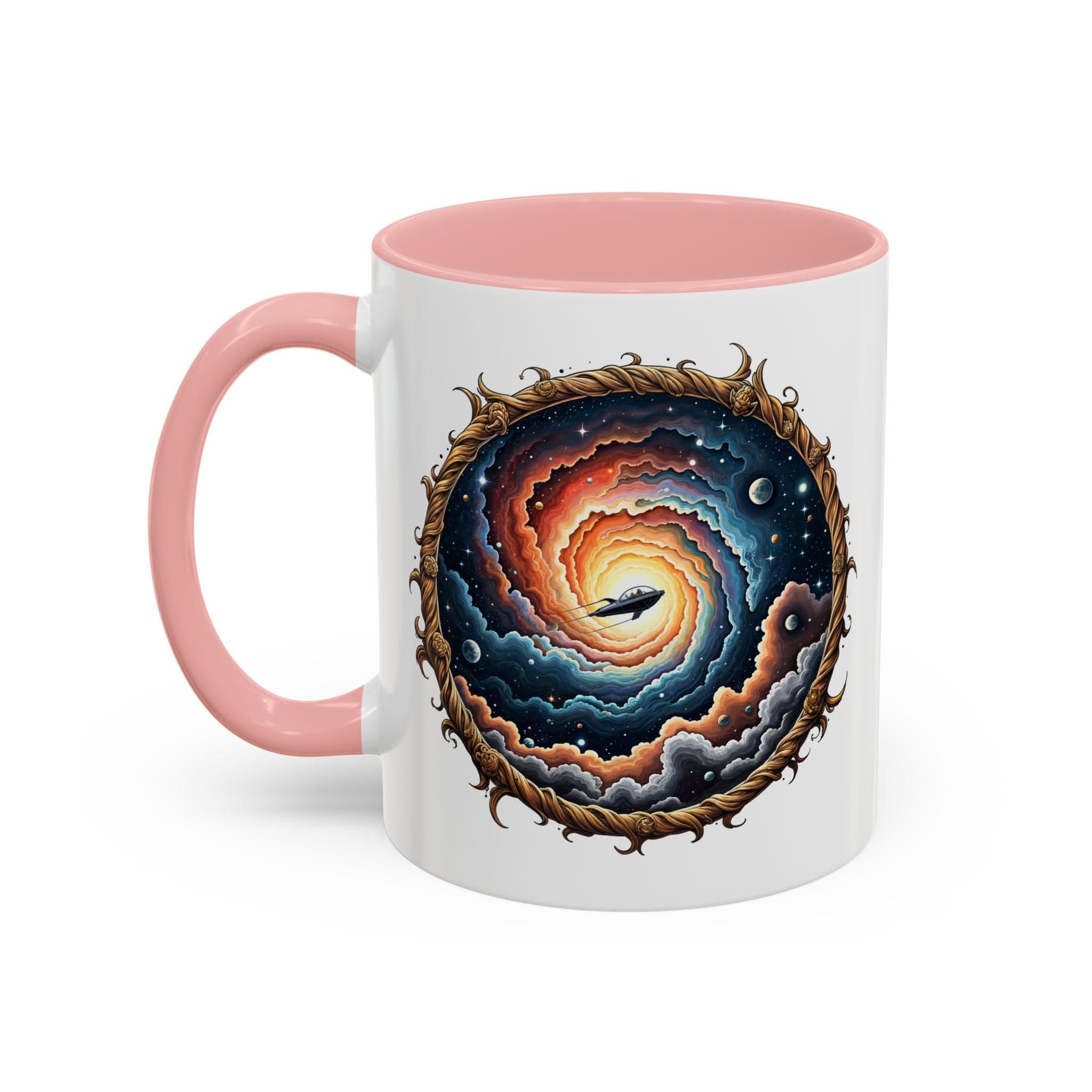 Printify Mug 11oz / Pink UFO Coffee Mug with Humorous Alien Quote - for Skeptical Science Lover Who Enjoy Unique Quirky Gift Hilarious Space Joke QR Code Quote Video