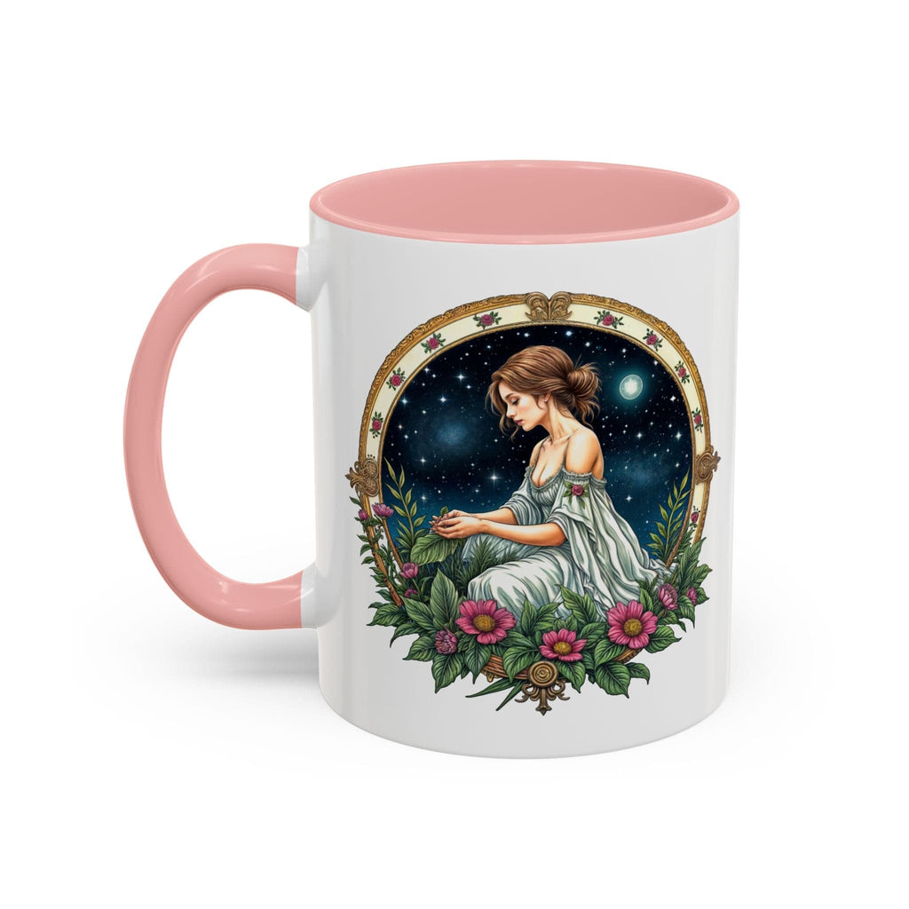 Printify Mug 11oz / Pink Virgo Zodiac Coffee Mug with Inspirational Quote and Smart QR Code Elegant Astrology Gift Unique Horoscope Mug for Virgo Lovers