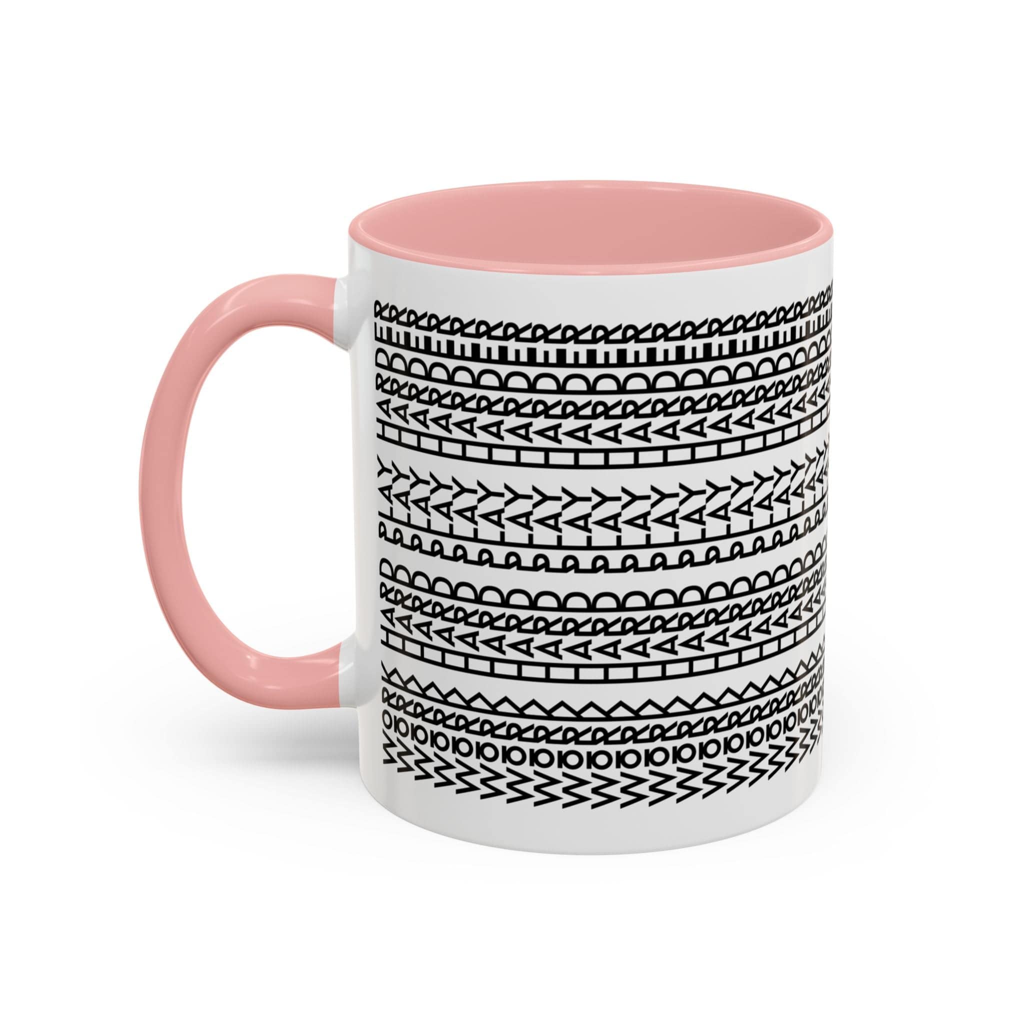 Printify Mug 11oz / Pink Work Hard Play Harder - Hidden Message Mug