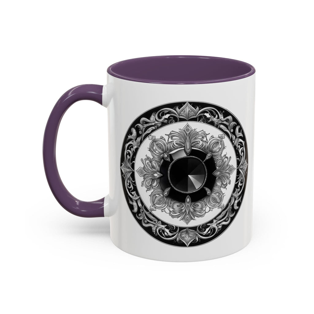 Printify Mug 11oz / Purple Black Tourmaline Gemstone Coffee Mug with Grounding Quote and QR Code Perfect Crystal Shield for Home and Office Unique Drinkware