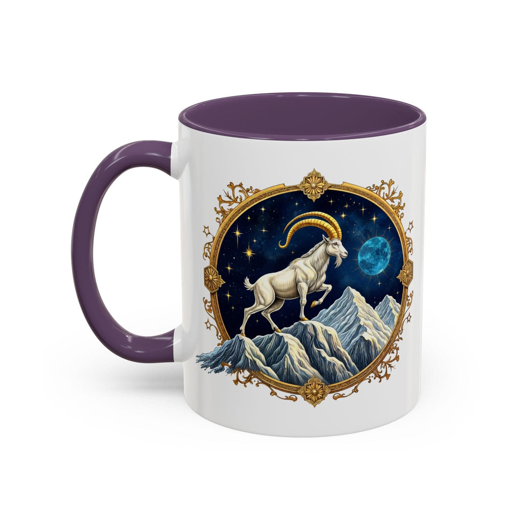 Printify Mug 11oz / Purple Capricorn Zodiac Coffee Mug with Inspirational Quote and Smart QR Code Perfect Astrology Gift Unique Capricorn Horoscope Mug for Enthusiasts