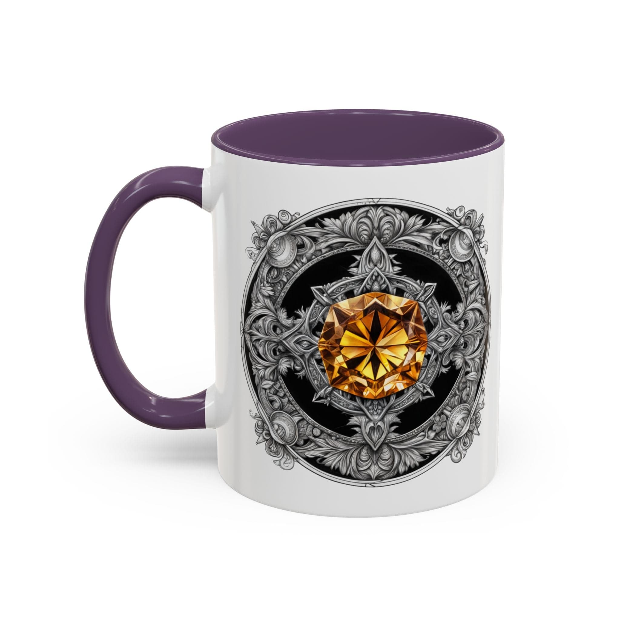 Printify Mug 11oz / Purple Citrine Crystal Coffee Mug with Positive Quote and QR Code for Motivational Video Ideal Gift for Gemstone Optimists and Dreamers