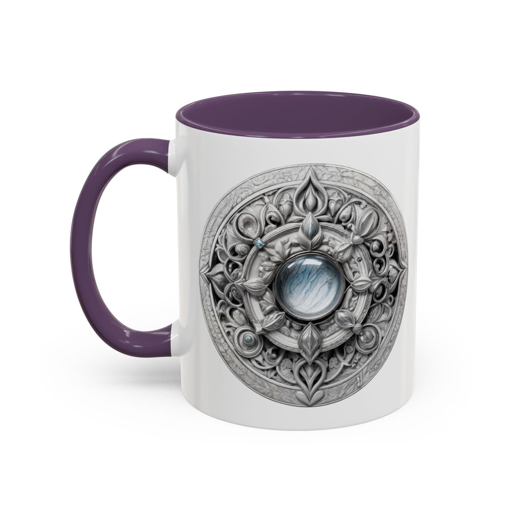 Printify Mug 11oz / Purple Moonstone Gemstone Coffee Mug with Empowering Quote and QR Code Perfect for Mystics and Creative Spirits Beautiful Crystal Lovers