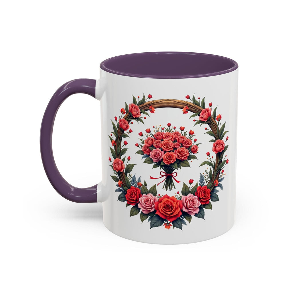Printify Mug 11oz / Purple Mug - Blooming Love - Love & Romance QR Code Quote Video