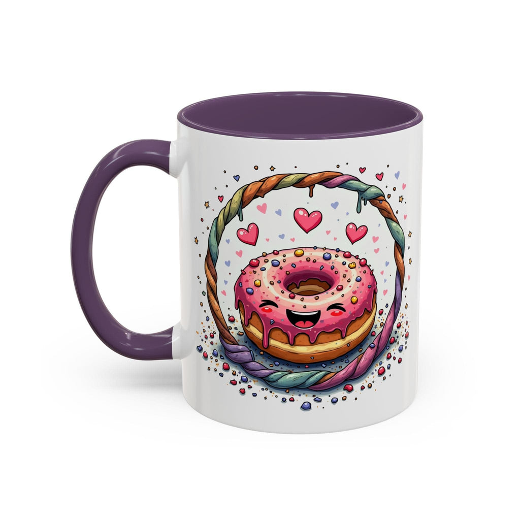 Printify Mug 11oz / Purple Mug - Donut Worry - Love & Fun Mug with QR Code Quote Video