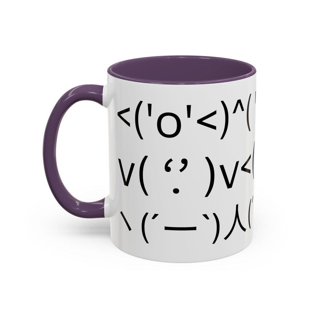 Printify Mug 11oz / Purple Mug - ^( '-' )^ Emoticon - Hidden Message