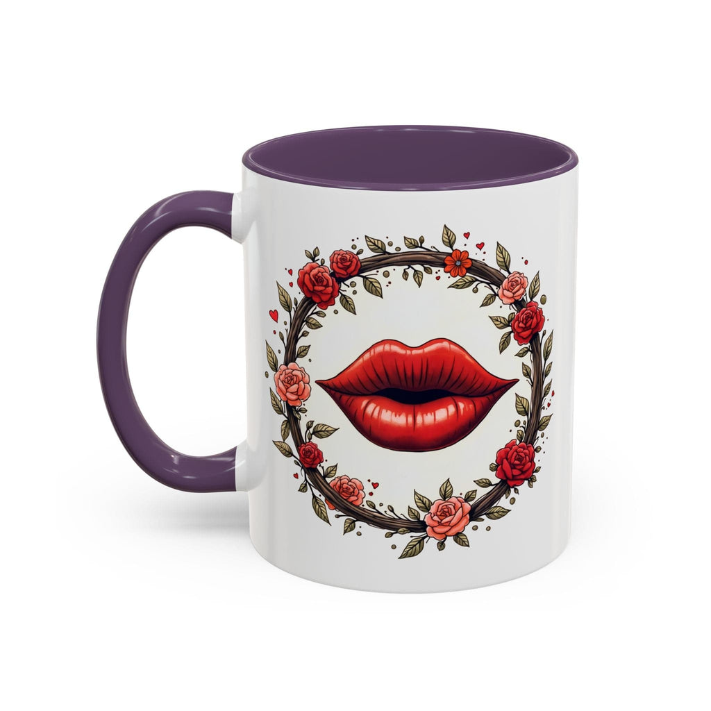 Printify Mug 11oz / Purple Mug - Kiss Me - Love & Romance QR Code Quote Video