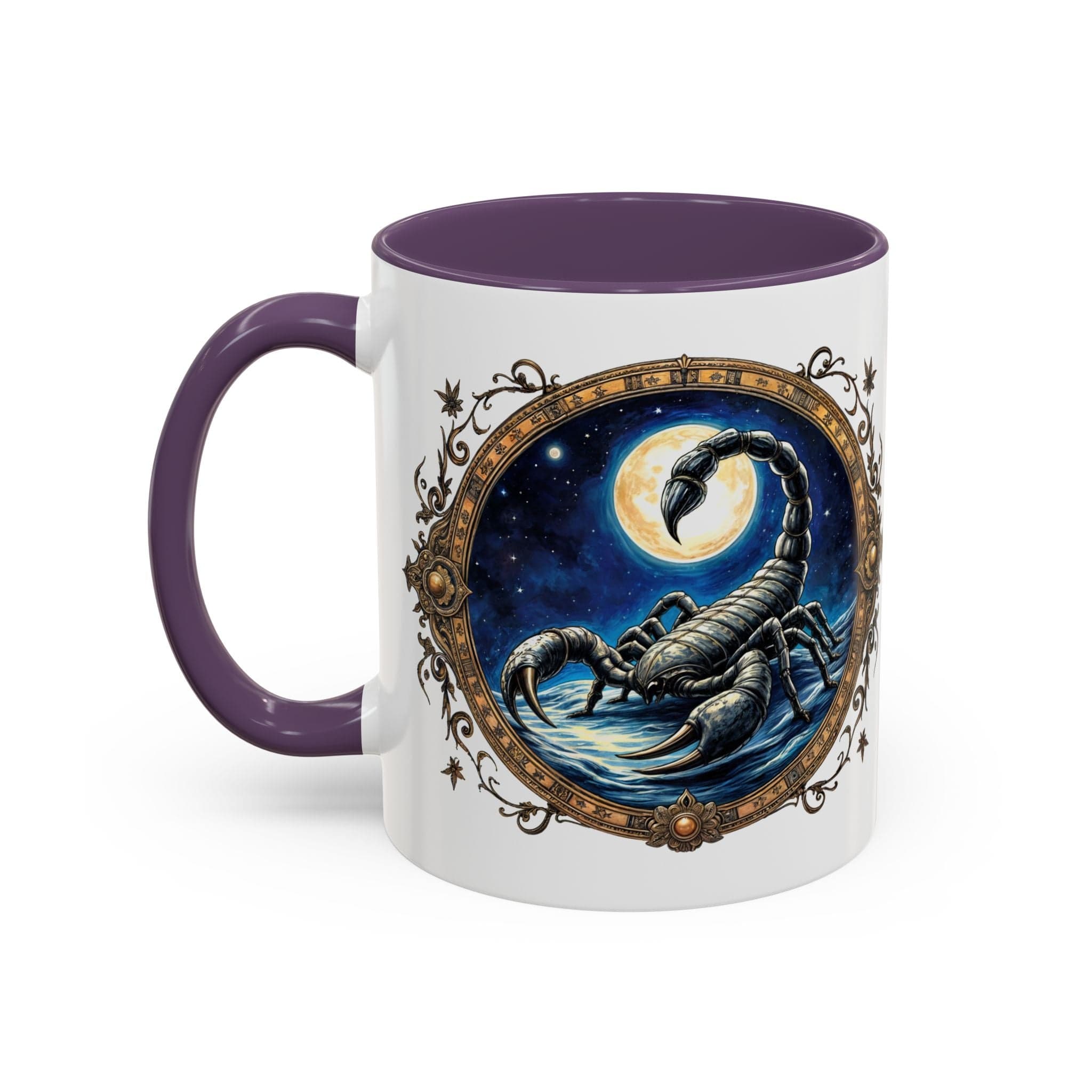 Printify Mug 11oz / Purple Scorpio Zodiac Coffee Mug with Inspirational Quote and Smart QR Code Mysterious Astrology Gift Unique Horoscope Mug for Scorpio Lovers