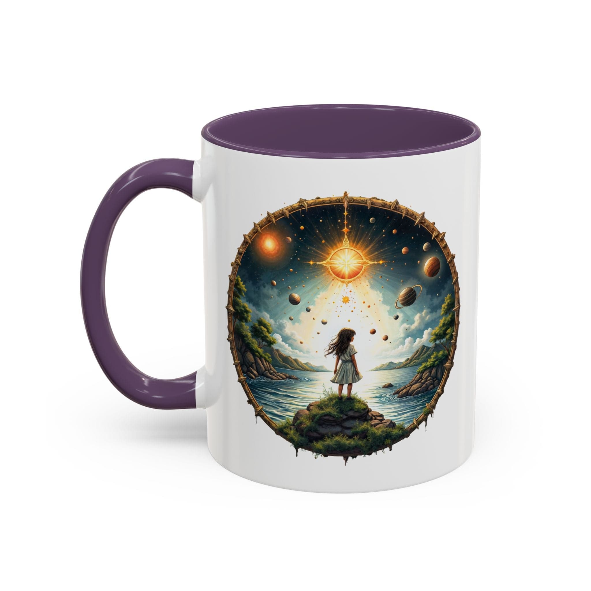 Printify Mug 11oz / Purple UFO Coffee Mug with Exploring the Final Frontier Quote - Space Enthusiasts Who Enjoy Unique Gifts Hilarious Space Puns QR Code Quote Video