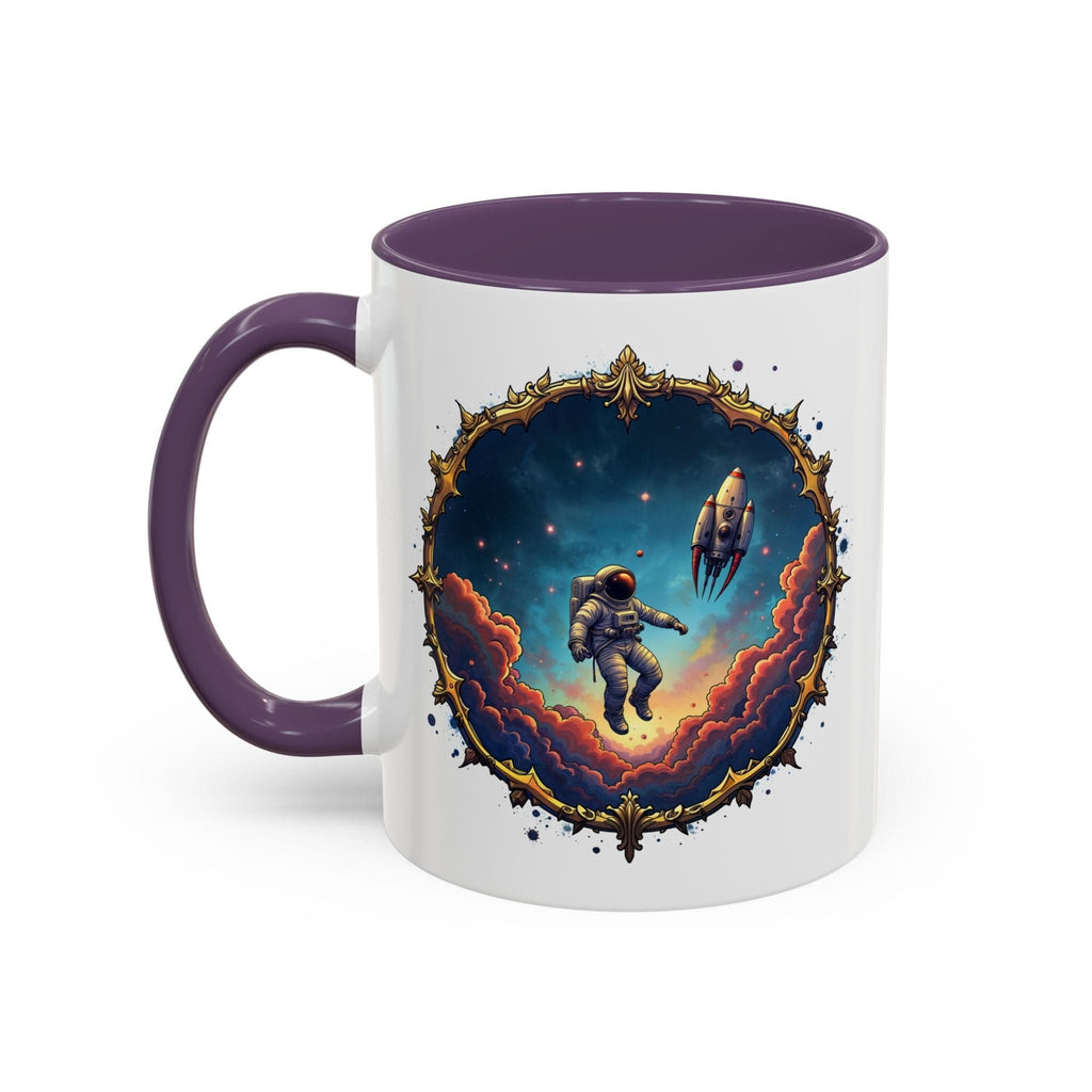 Printify Mug 11oz / Purple UFO Coffee Mug with Happy Hour Quotes for Intergalactic Travelers - Who Love Quirky Gift Funny Space-Themed Puns for All QR Code Quote Video