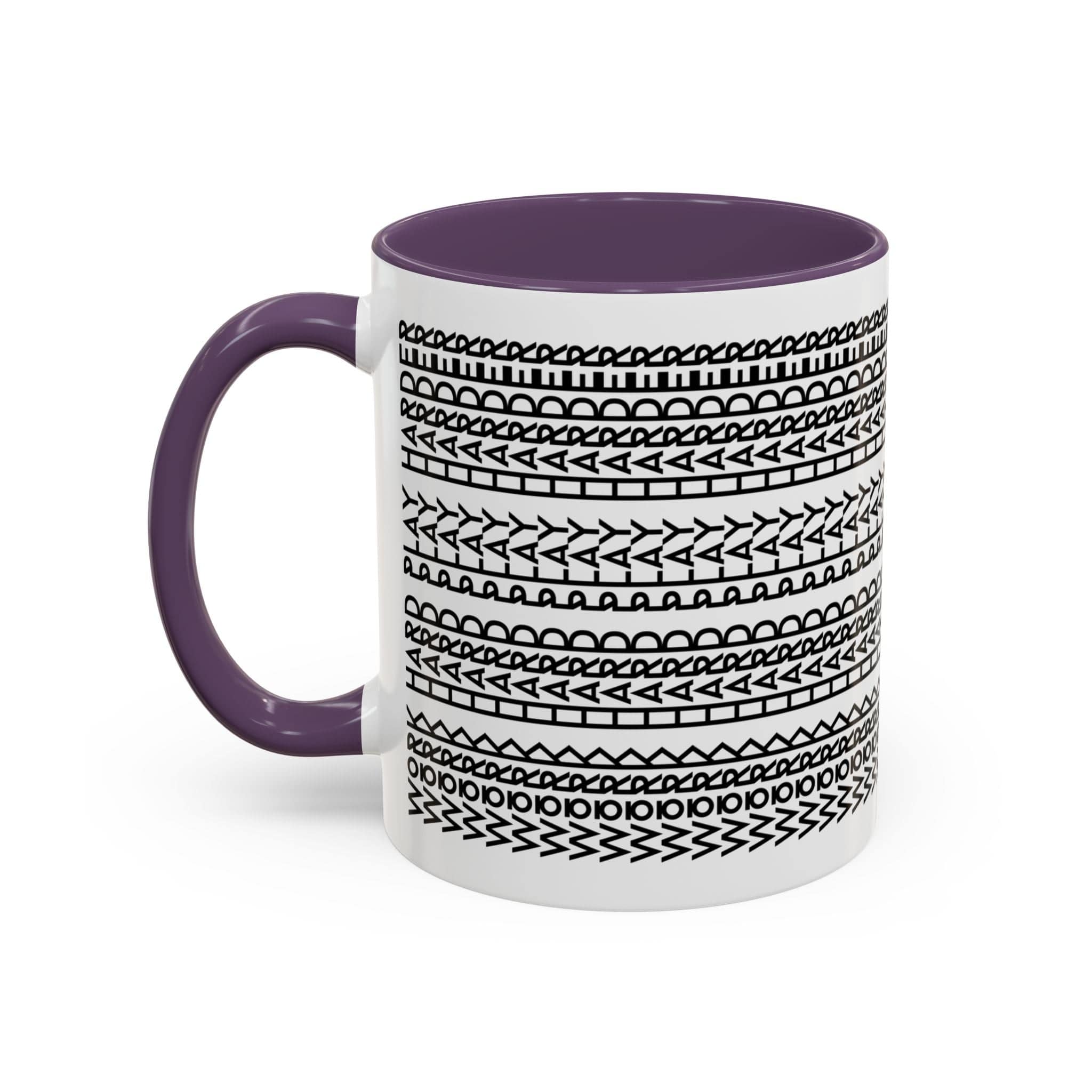 Printify Mug 11oz / Purple Work Hard Play Harder - Hidden Message Mug