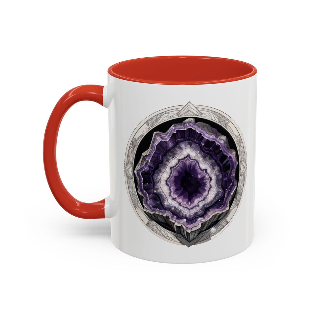 Printify Mug 11oz / Red Amethyst Gemstone Coffee Mug with Inspirational Quote and QR Code Perfect Gift for Mindfulness Lovers and Crystal Spiritual Seekers