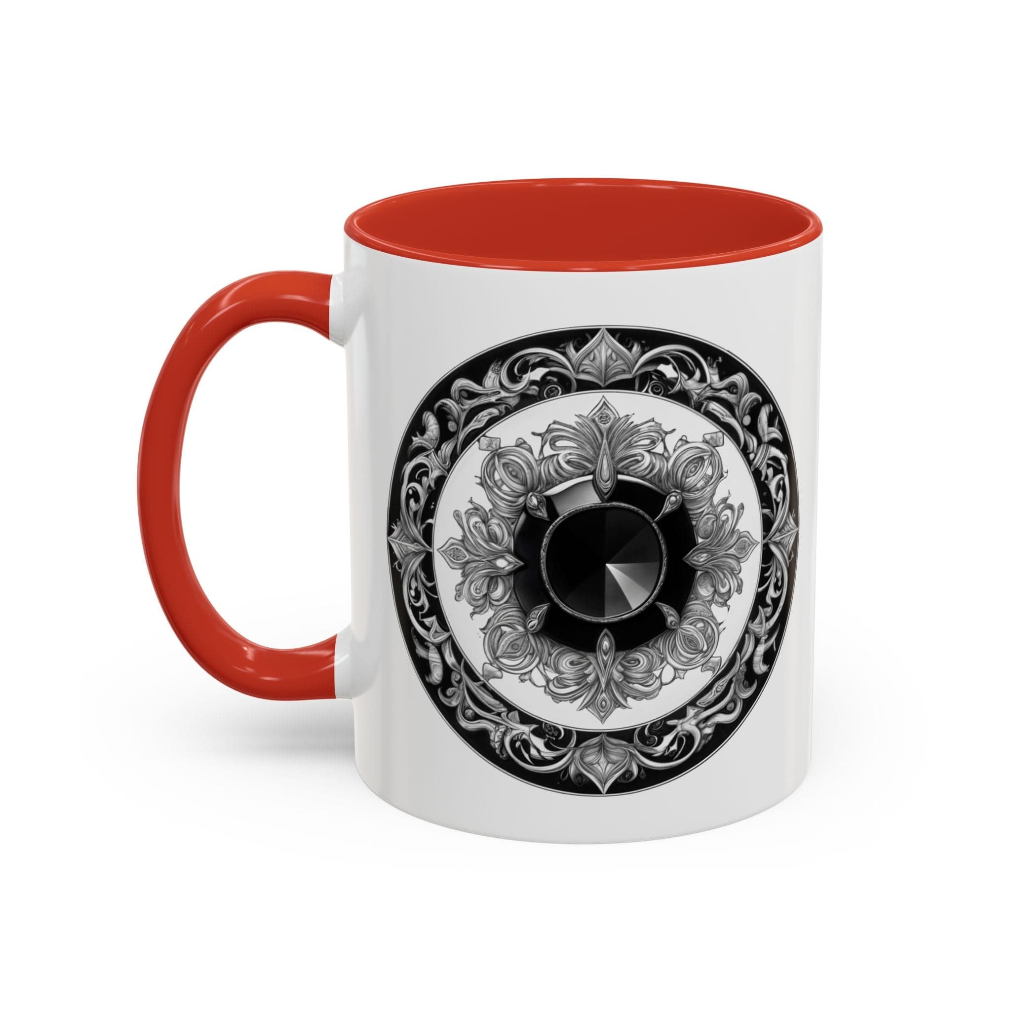 Printify Mug 11oz / Red Black Tourmaline Gemstone Coffee Mug with Grounding Quote and QR Code Perfect Crystal Shield for Home and Office Unique Drinkware