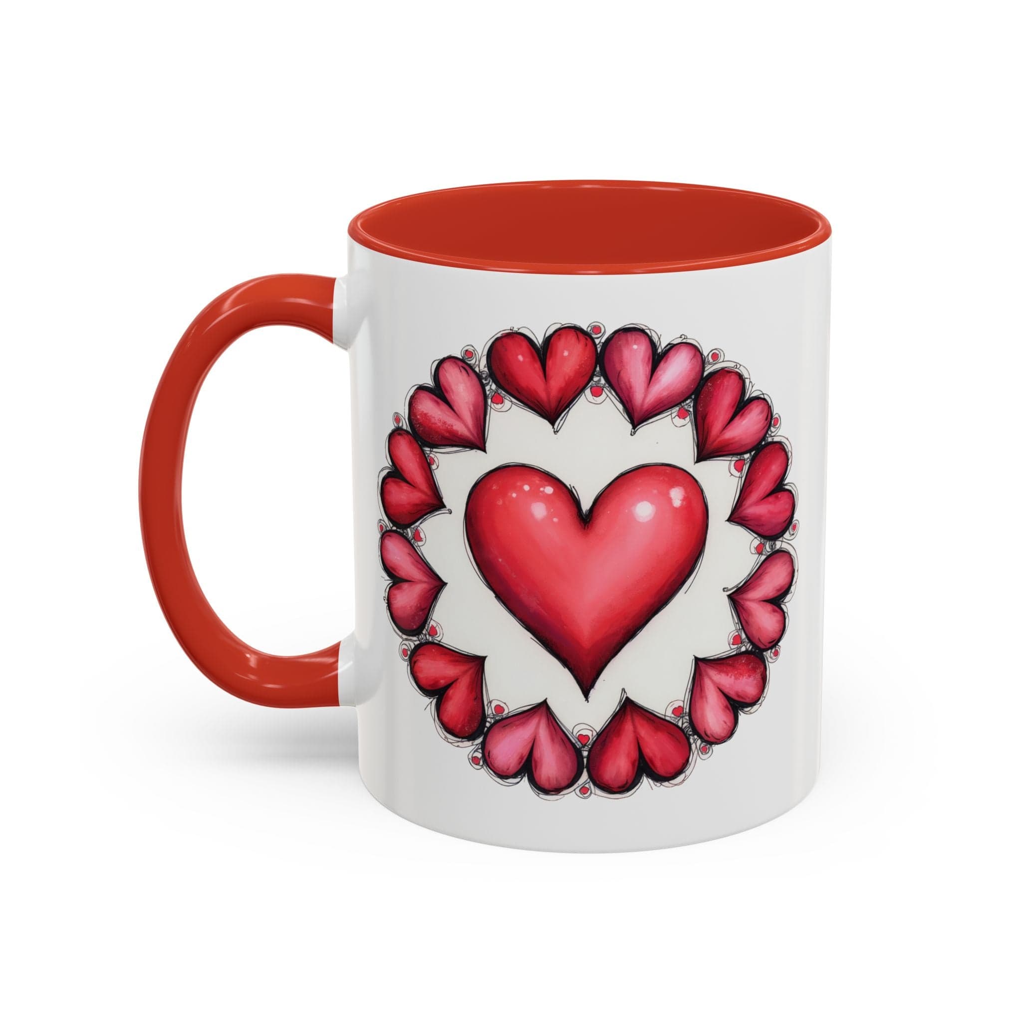 Printify Mug 11oz / Red Hearts Desire Mug Cherished Friend Lover Gift for Loved Ones Perfect Present for Romantic Relationship Moments QR Quote Video Keepsake