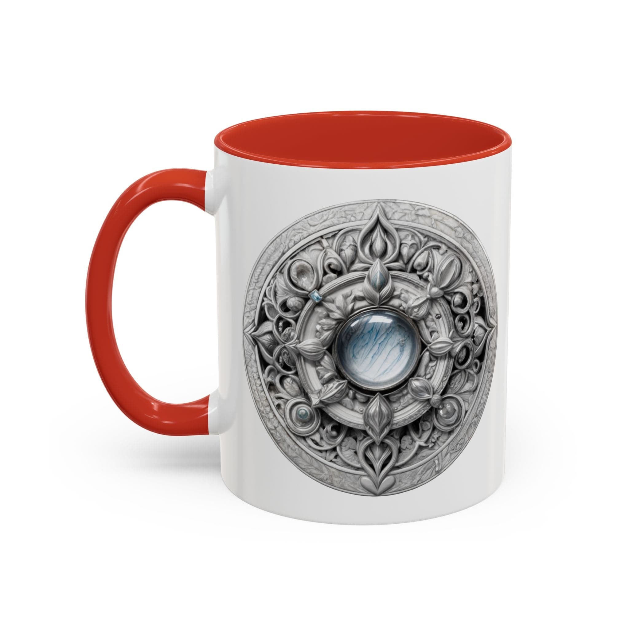 Printify Mug 11oz / Red Moonstone Gemstone Coffee Mug with Empowering Quote and QR Code Perfect for Mystics and Creative Spirits Beautiful Crystal Lovers