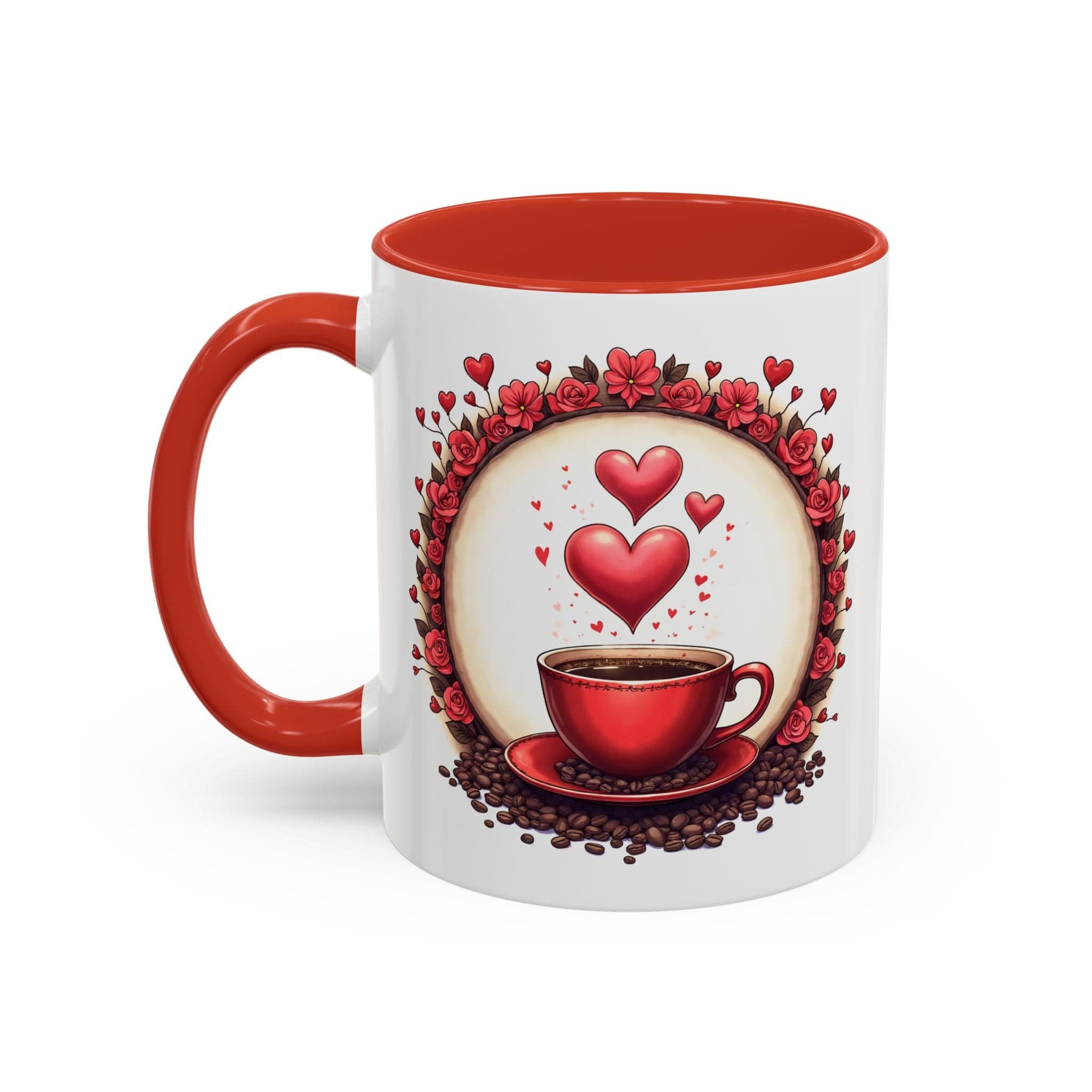 Printify Mug 11oz / Red Mug - Brew-tiful Love - Love & Fun Mug with QR Code Quote Video