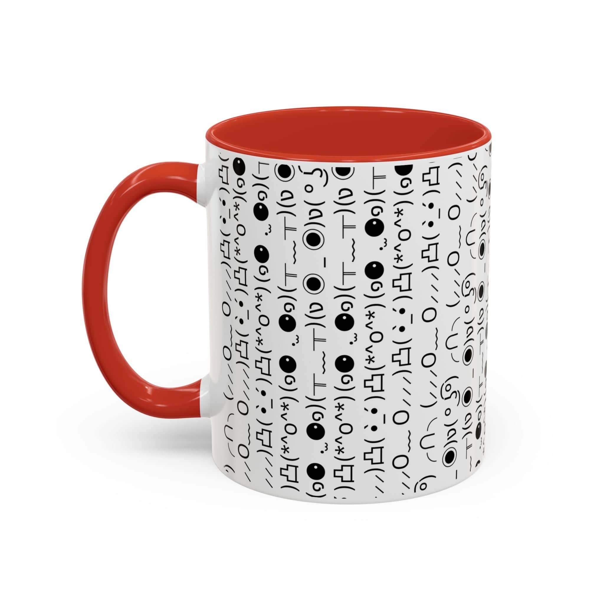 Printify Mug 11oz / Red Mug - (๑⚈ ․̫ ⚈๑) Emoji- Hidden Message