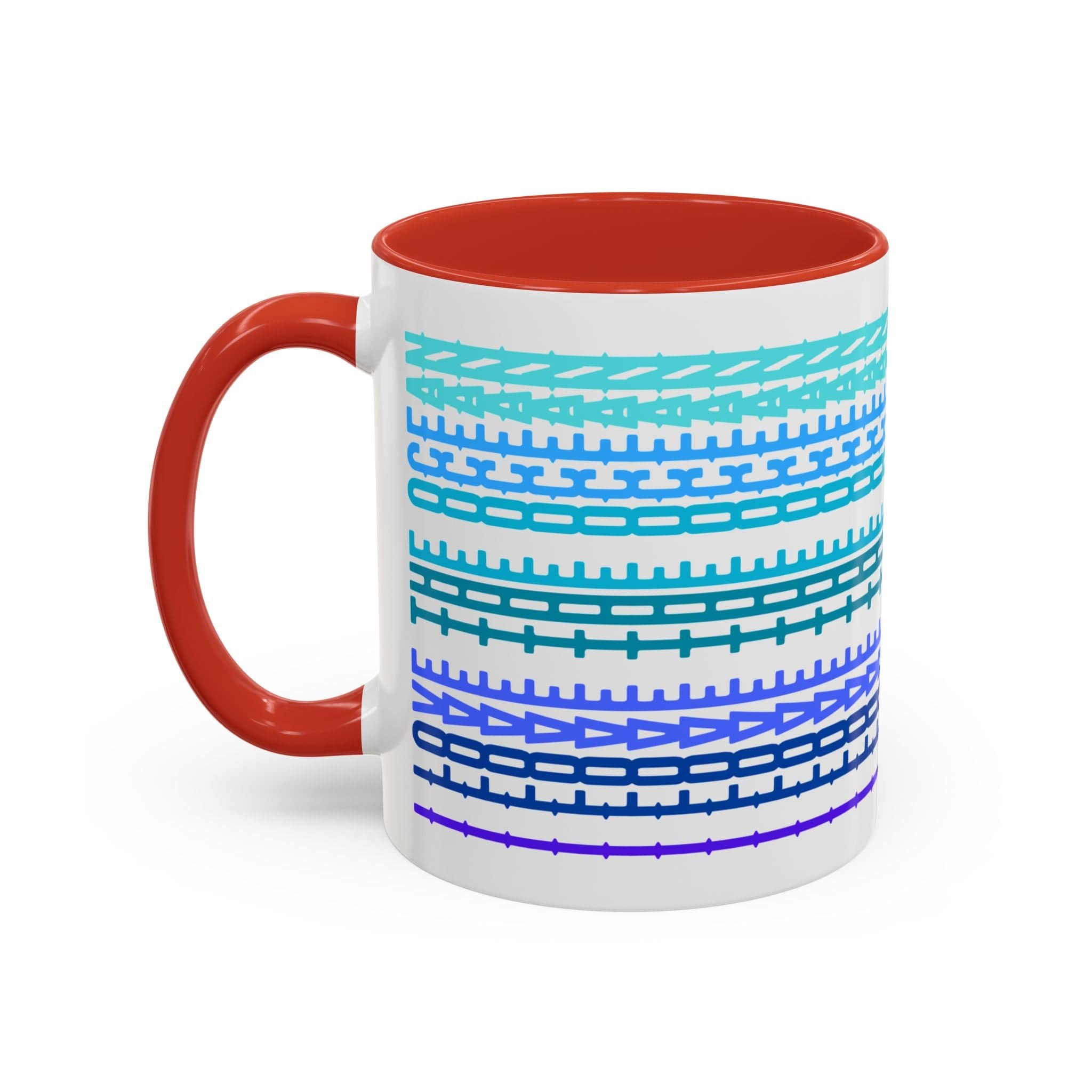 Printify Mug 11oz / Red Mug - I Love The Ocean - Hidden Message