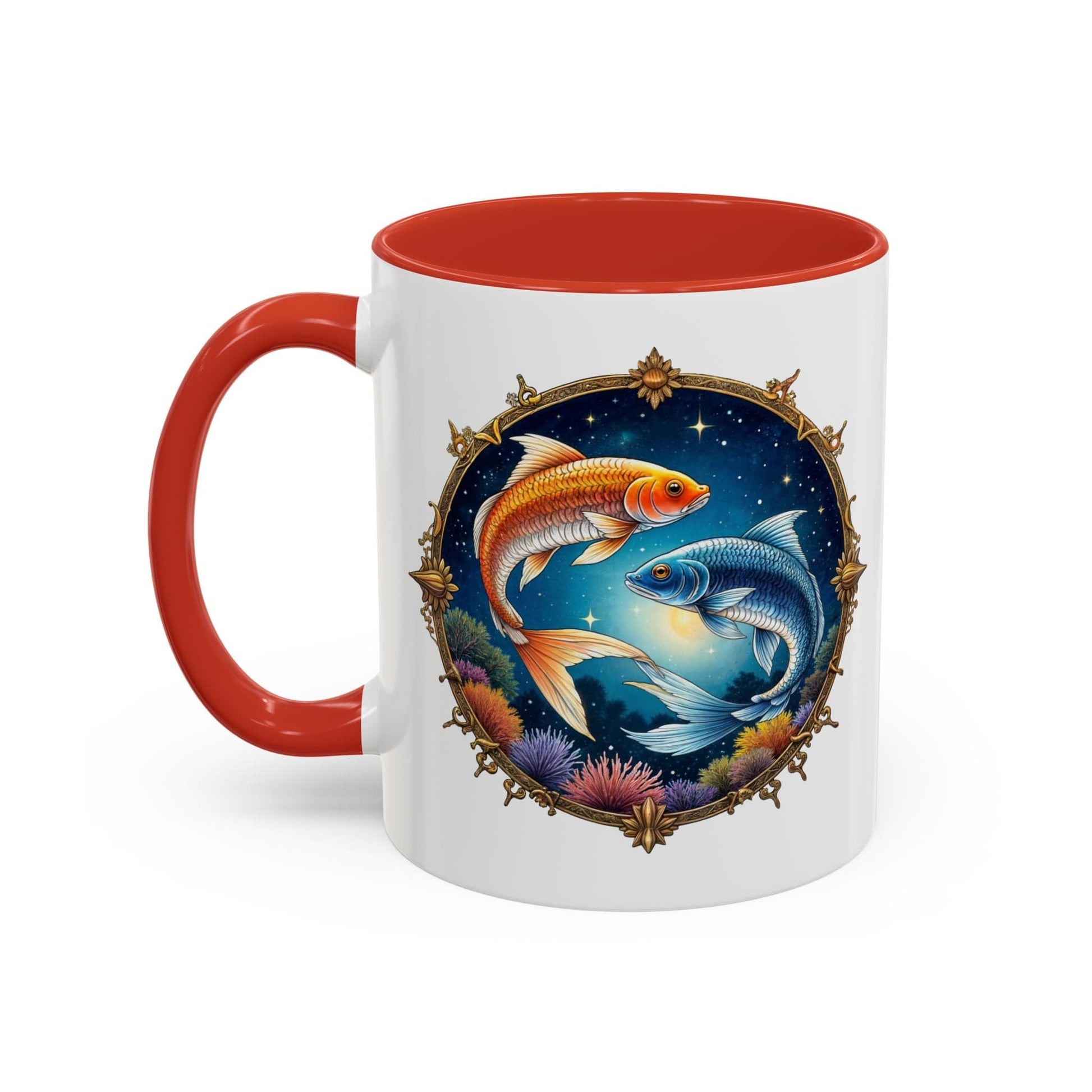 Printify Mug 11oz / Red Pisces Zodiac Coffee Mug with Inspirational Quote and Smart QR Code Dreamy Astrology Gift Custom Horoscope Mug for Pisces Fans
