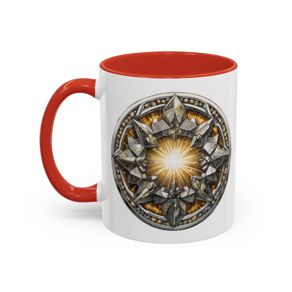 Printify Mug 11oz / Red Pyrite Gemstone Coffee Mug with Uplifting Quote and QR Code Perfect for Achievers and Positive Vibes Enthusiasts Crystal Lovers