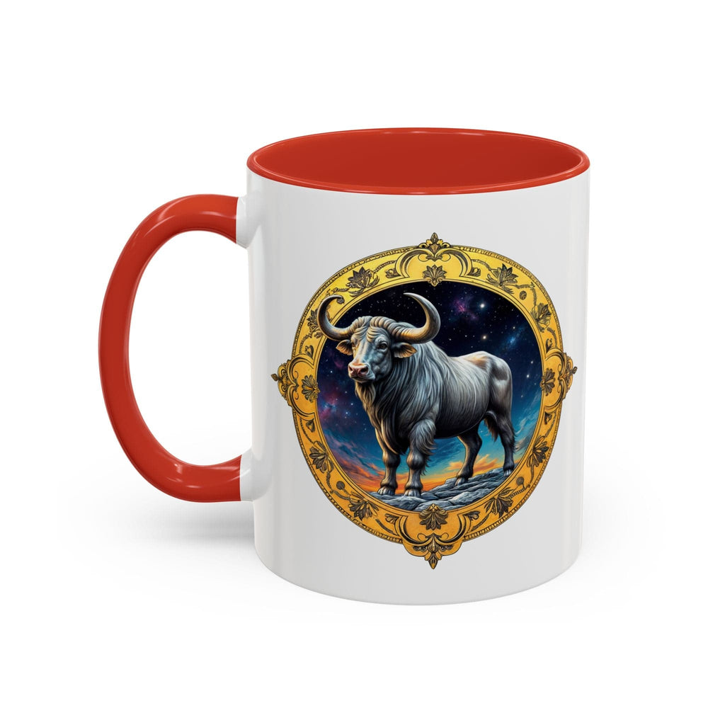 Printify Mug 11oz / Red Taurus Zodiac Coffee Mug with Inspirational Quote and Smart QR Code Charming Astrology Gift Custom Horoscope Mug for Taurus Fans