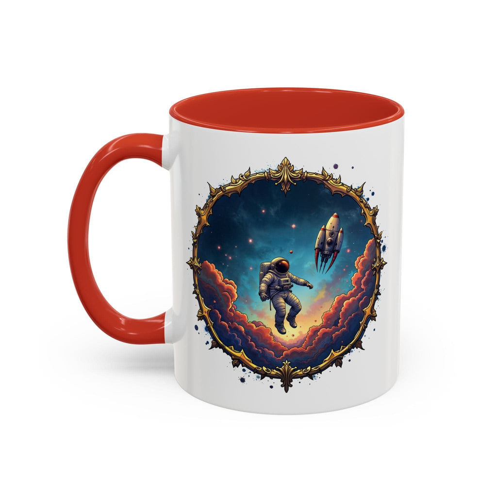 Printify Mug 11oz / Red UFO Coffee Mug with Happy Hour Quotes for Intergalactic Travelers - Who Love Quirky Gift Funny Space-Themed Puns for All QR Code Quote Video